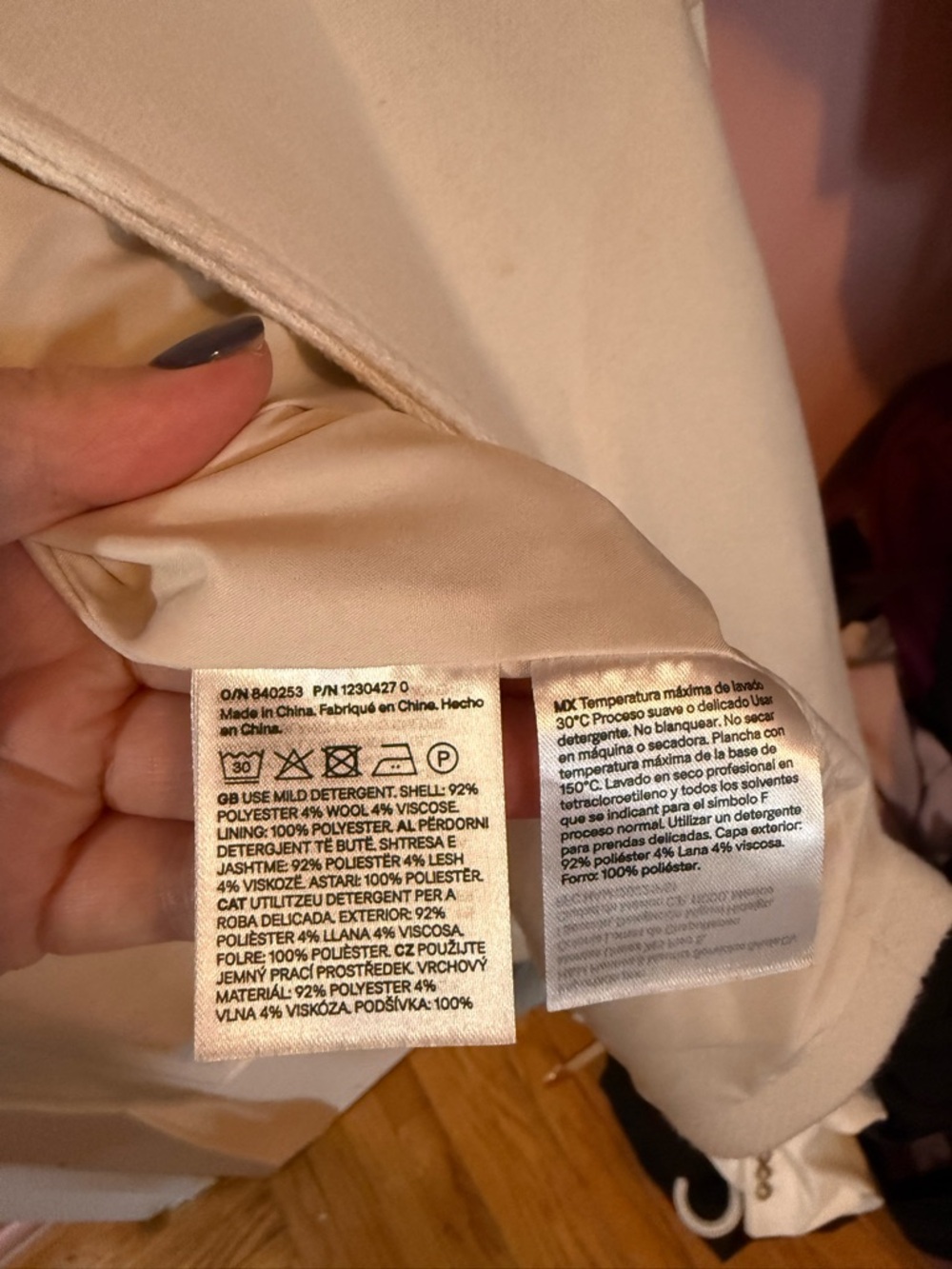 H&M Cream Belted Coat with Label Detail - Picture 9 of 10